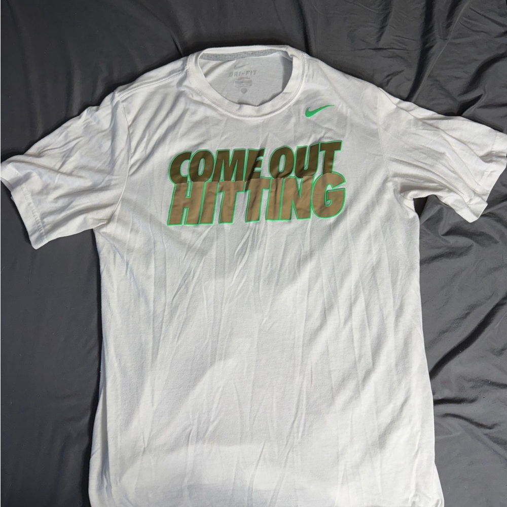 Nike White Tee with Green Graphic